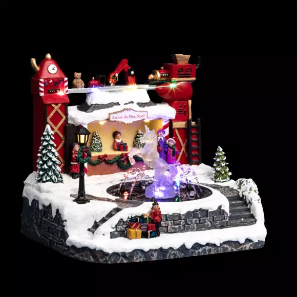 Escena de vida iluminada Fuente y taller 2