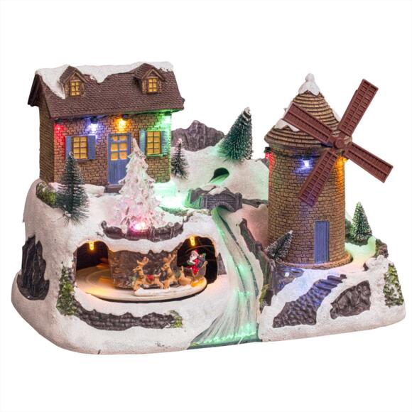 Village de Noël lumineux et musical Moulin à vent 2