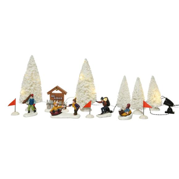 Set van figuren en accessoires Witte kerstbomen voor een dorp 2