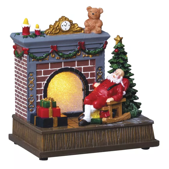 Scène de vie illuminée Cheminée du Père-Noël