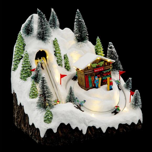 Villaggio di Natale luminoso piste di sci