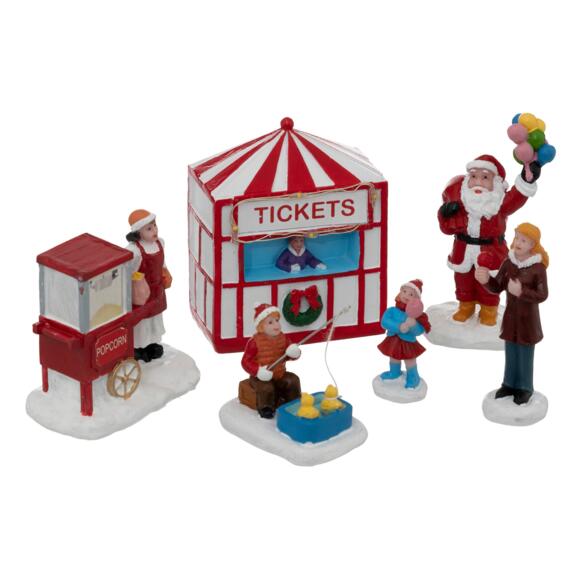 Lot de figurines et accessoires Fête foraine du Père Noël pour village 2