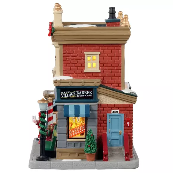 Village de Noël Lemax à piles lumineux Barbier de East village 3