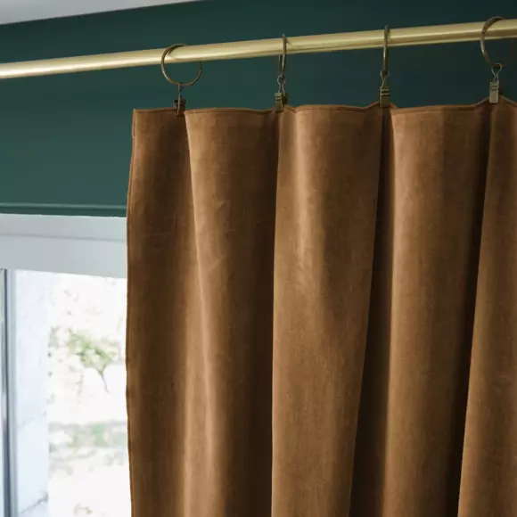 Overgordijn verstelbaar fluweel katoen (140 x max 270 cm) César Camel 3