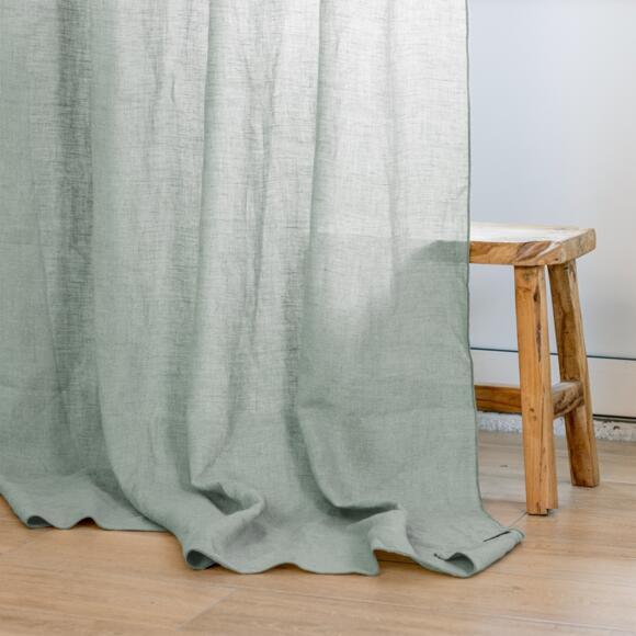 Tenda regolabile lino lavato (140 x max 270 cm) Louise Verde eucalipto 2