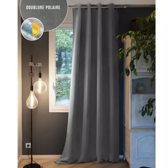 Cortina opaca aislante (135 x 260 cm) Laponia  Gris antrancita 3