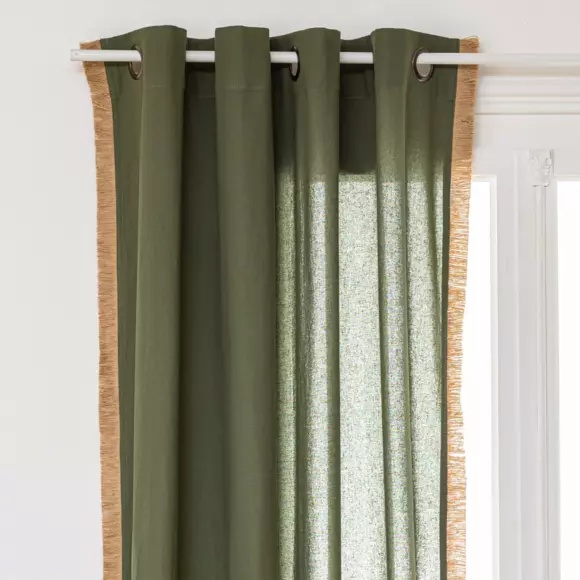 Cortina semi opaca en algodón y yute (140 x 260 cm) Bota Verde kaki 2
