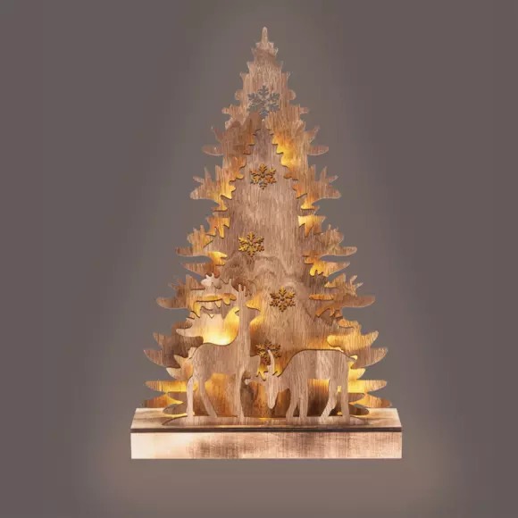 Forêt à piles en bois illuminée 16 LED Blanc chaud 3
