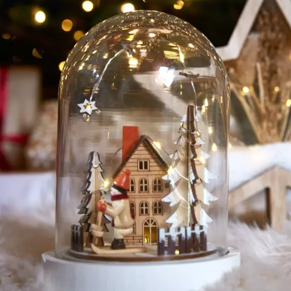 Cloche en verre Ski à piles illuminée 2