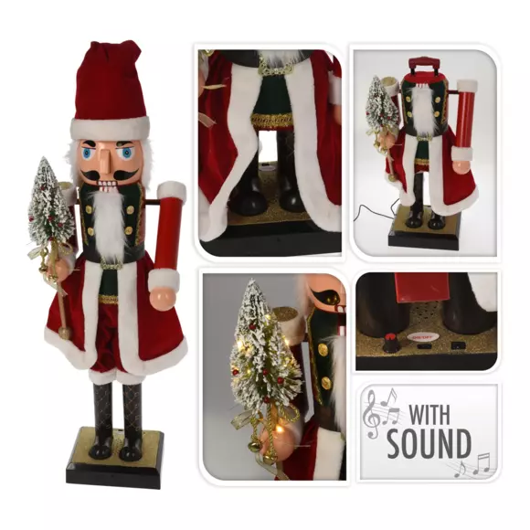 Músico Rompenueces Papá Noel musical, conmovedor e iluminado Alto 110 cm
 2