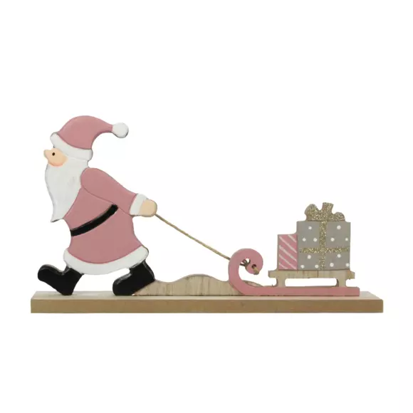 PPapá Noel de madera para colocar Rosa  2