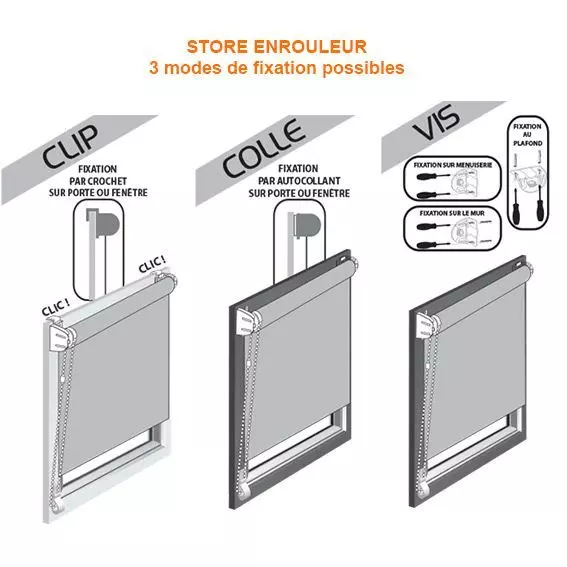 Store enrouleur occultant (45 x 90 cm) Uni Blanc 2