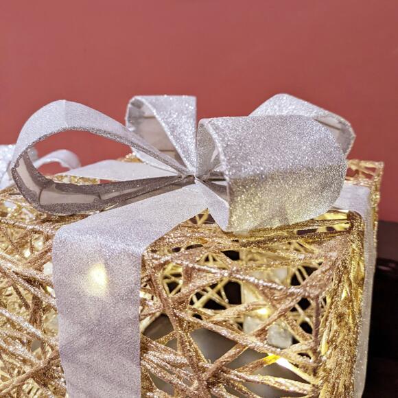 Set van 3 gouden cadeaux (batterij) verlicht Warm wit 30 LED 3