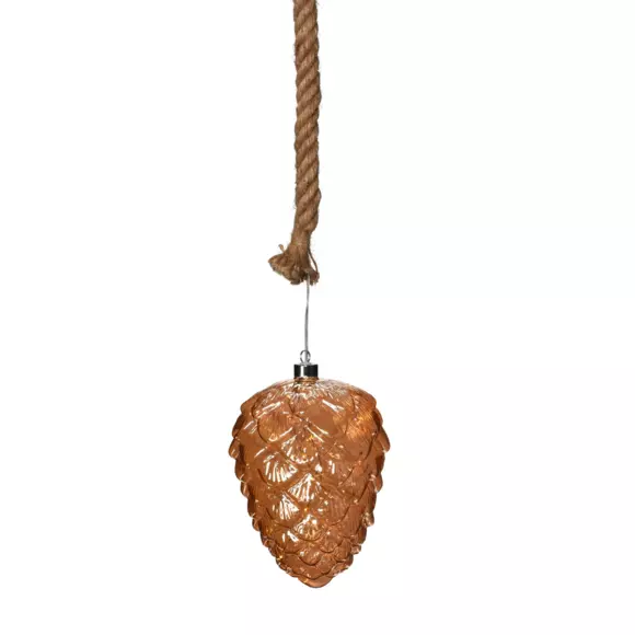 Suspension lumineuse à piles Pomme de pin verre Ambre Blanc chaud 2