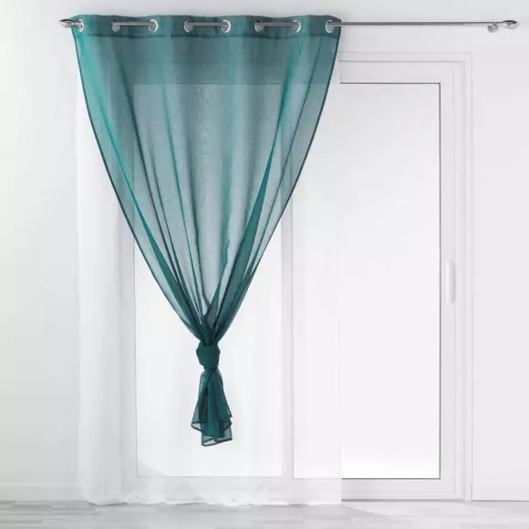 Voilage (140 x 240 cm) Duetto Bleu pétrole et Blanc 2
