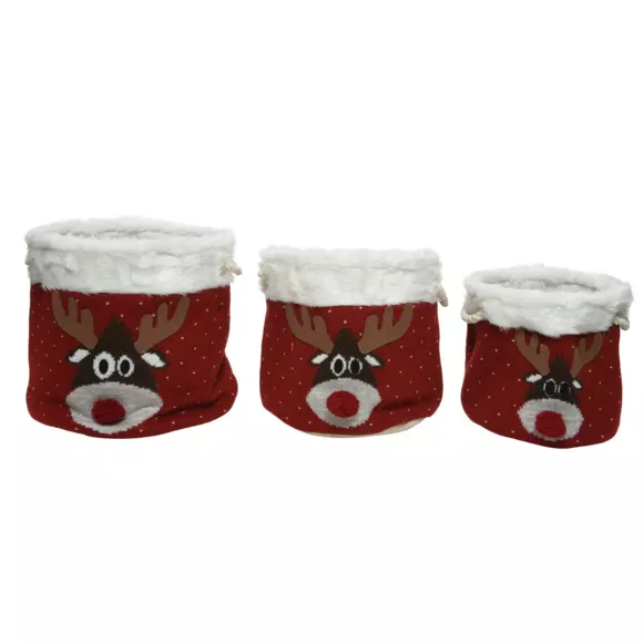 Set van 3 manden Rendierhoofd rood 2
