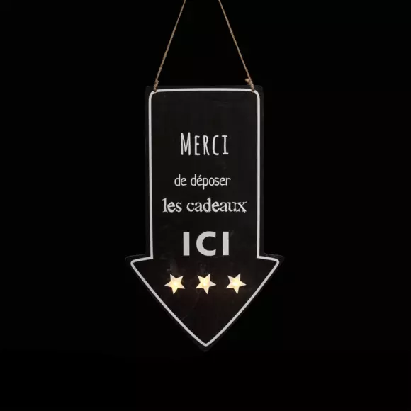 Pancarte lumineuse à piles Flèche blanc chaud et noir 3