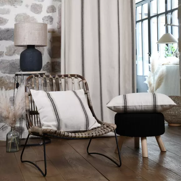 Rideau coton (135 x 260 cm) Montauban Noir 3