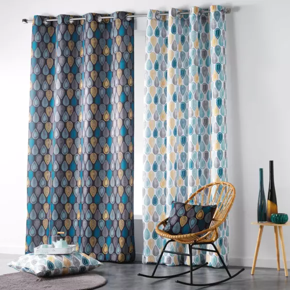 Rideau (140 x 260 cm) Palpito gris anthracite et bleu 3