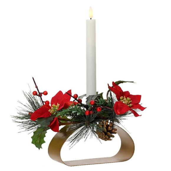 Candelero  con vela Flor de Navidad Blanco cálido 2