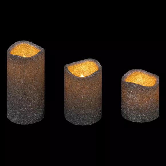Lote de 3 velas LED à paillettes Plata 2