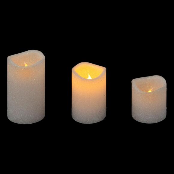 Set di 3 candele LED glitterate Bianco 2