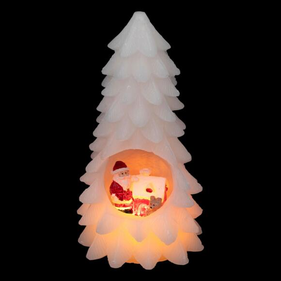 LED Kerze Tanne mit Weihnachtsmann Weiß 2