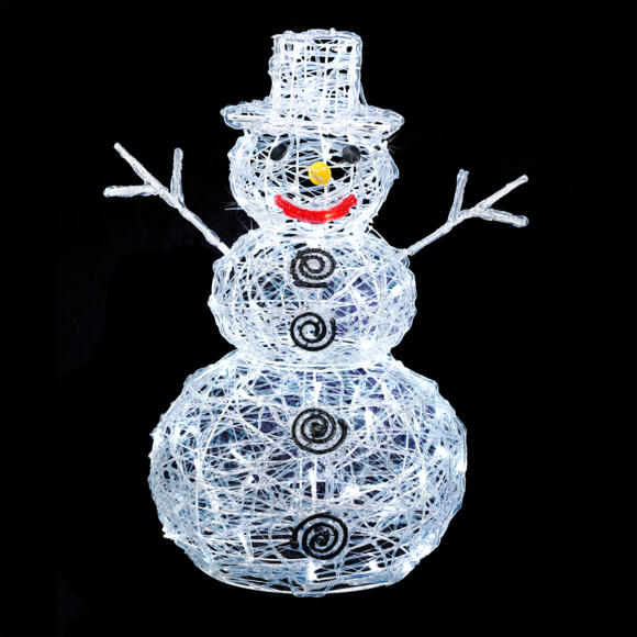 Verlichte sneeuwpop Carlo Koud wit 100 LED 2