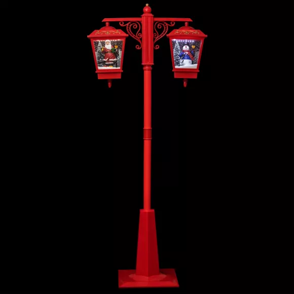 Lampadaire de Noël illuminé (H188 cm) Double Figurine Rouge