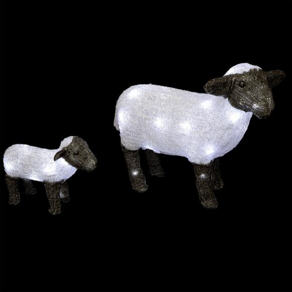 Mouton lumineux et son petit Blanc froid 80 LED 2