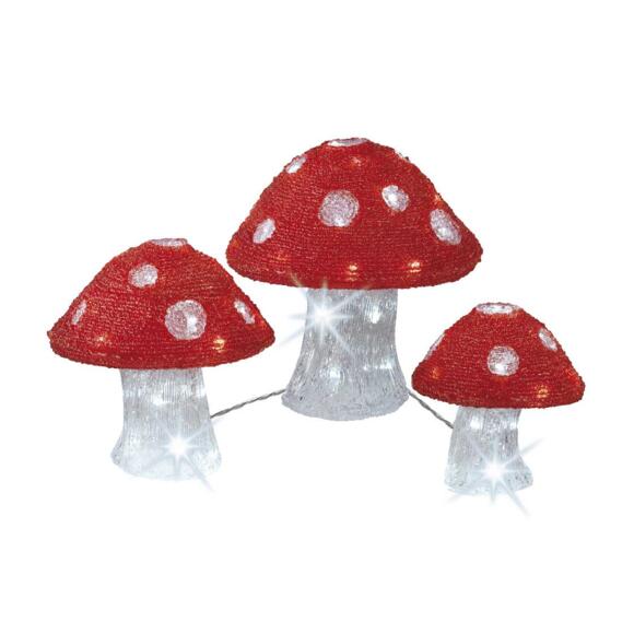 Set van 3 verlichte paddenstoelen Koud wit 72 LED 2