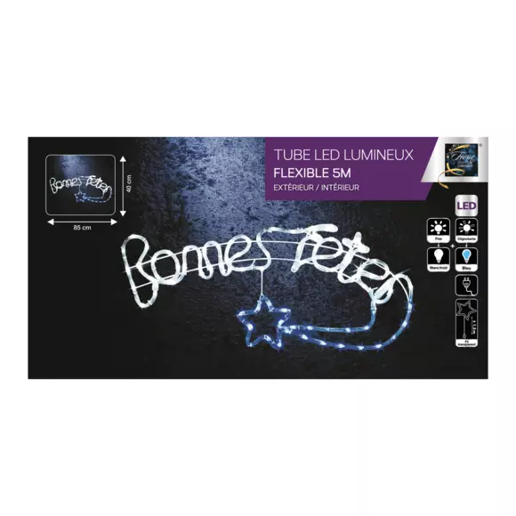 Letrero luminoso "Bonnes fêtes" Azul 90 LED 127