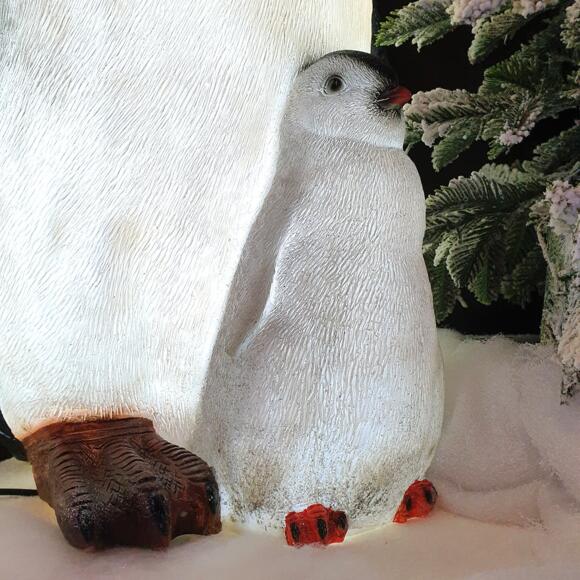 LED Pinguin mit Baby Kaltweiß 8 LEDs 3