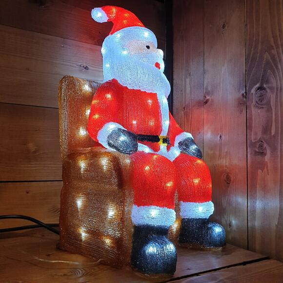 Père Noël lumineux assis Blanc froid 100 LED 2