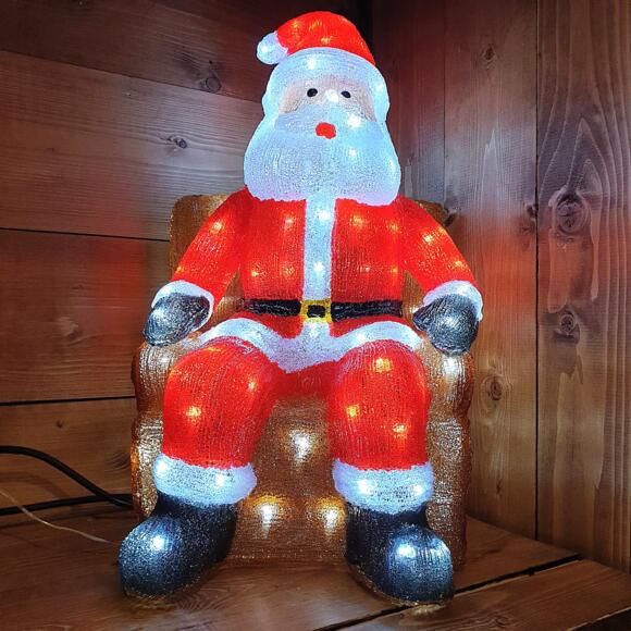 Verlichte kerstman zittend Koudwit 100 LED 3