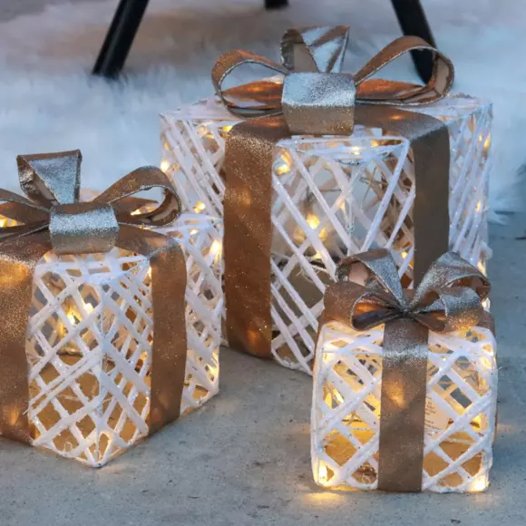 Lote de 3 regalos luminosos Blanco cálido 65 LED 2