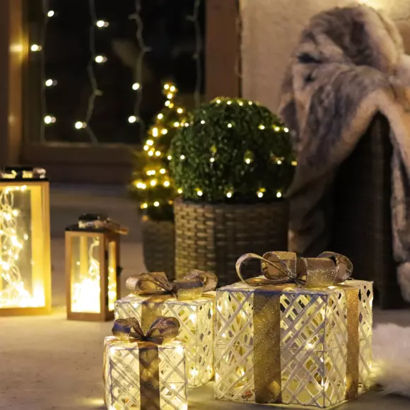 Lote de 3 regalos luminosos Blanco cálido 65 LED 3