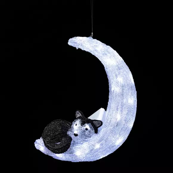 Chien lumineux à piles Husky et lune Blanc froid 40 LED 2