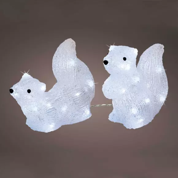 Lote de 2 ardillas luminosas à piles Spiky Blanco frío 40 LED 3
