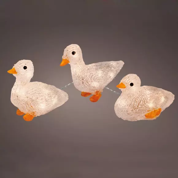 Familia Patos a pilas luminoso blanco cálido 10 LED 3