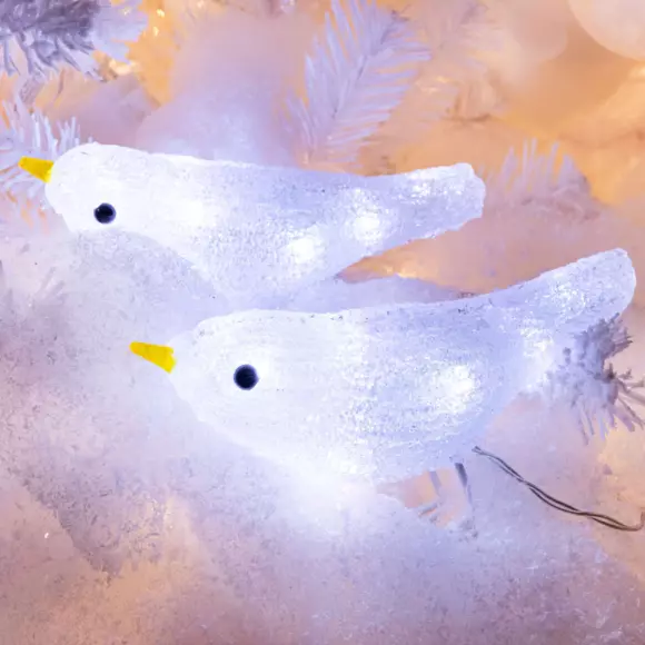Lote de 3 pájaros luminosos Curruca Blanco frío 30 LED 2
