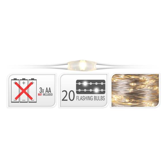 Guirlande lumineuse à piles Flashing light Blanc chaud 100 Micro LED 3