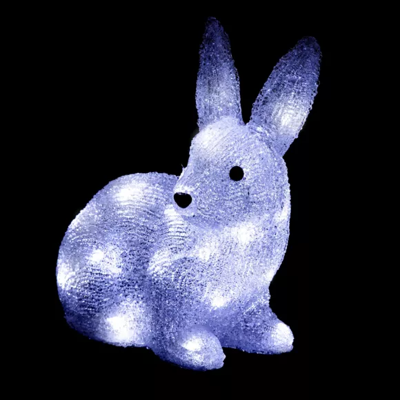 Petit lapin lumineux solaire 30 LED (H26 cm) Blanc froid