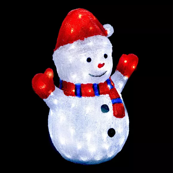 Bonhomme de neige solaire 90 LED (H48 cm) Frosty Blanc chaud