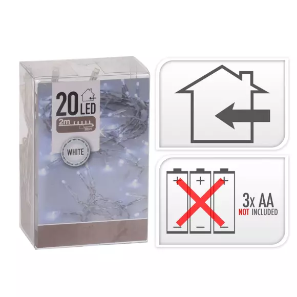 Guirlande lumineuse à piles 2 m Blanc froid 20 LED 2
