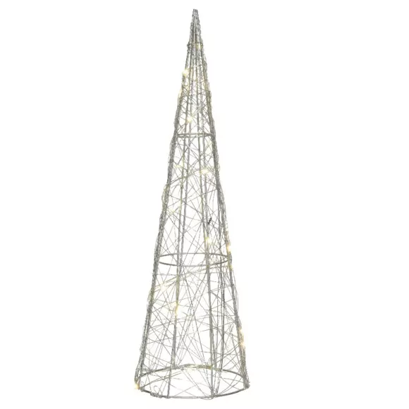 Cono a pilas A40 cm Plata y con luz Blanco cálido 20 LED