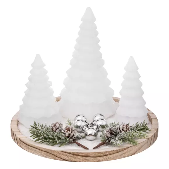  Cofre de velas de pino con luz Blanco cálido  LED