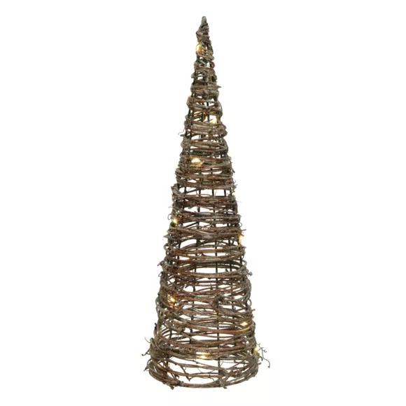 Pyramide lumineuse à piles 30 LED (H80 cm) Rattan Blanc chaud