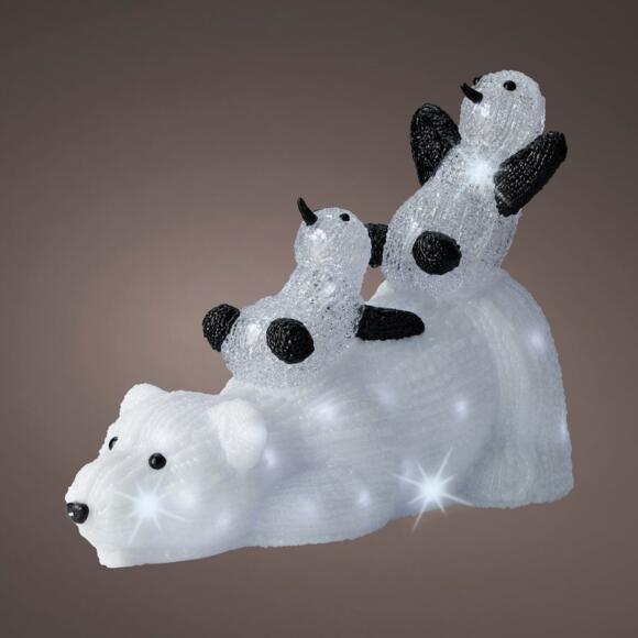 Famille d'ours lumineux et pingouins Blanc froid 50 LED 2