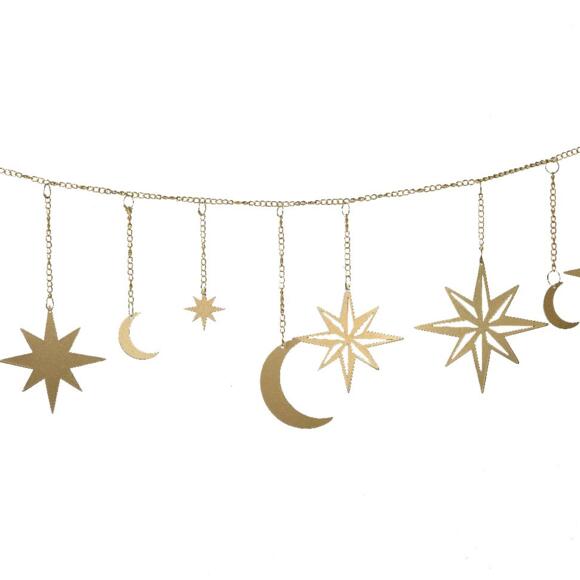 Ghirlanda Lune e stelle Oro